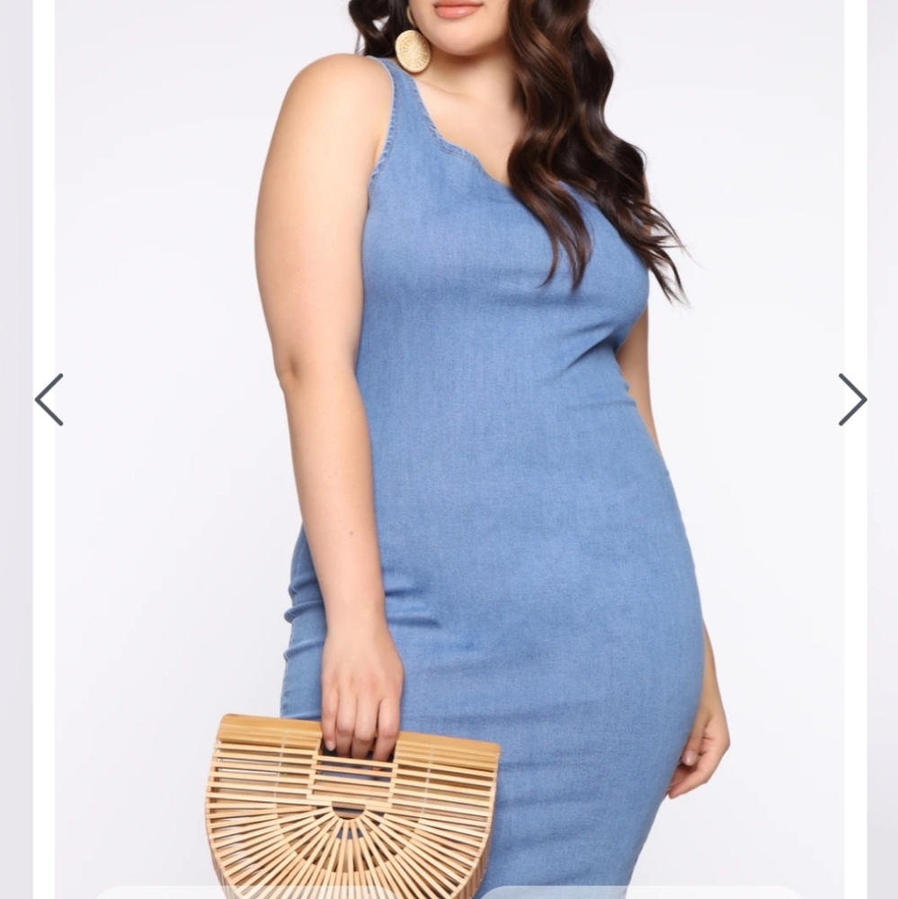 Calling My Phone Denim Midi Dress - Medium Wash